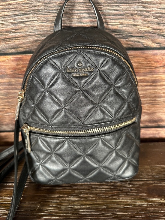 Kate Spade Natalia Mini Convertible Backpack in black quilted smooth leather.